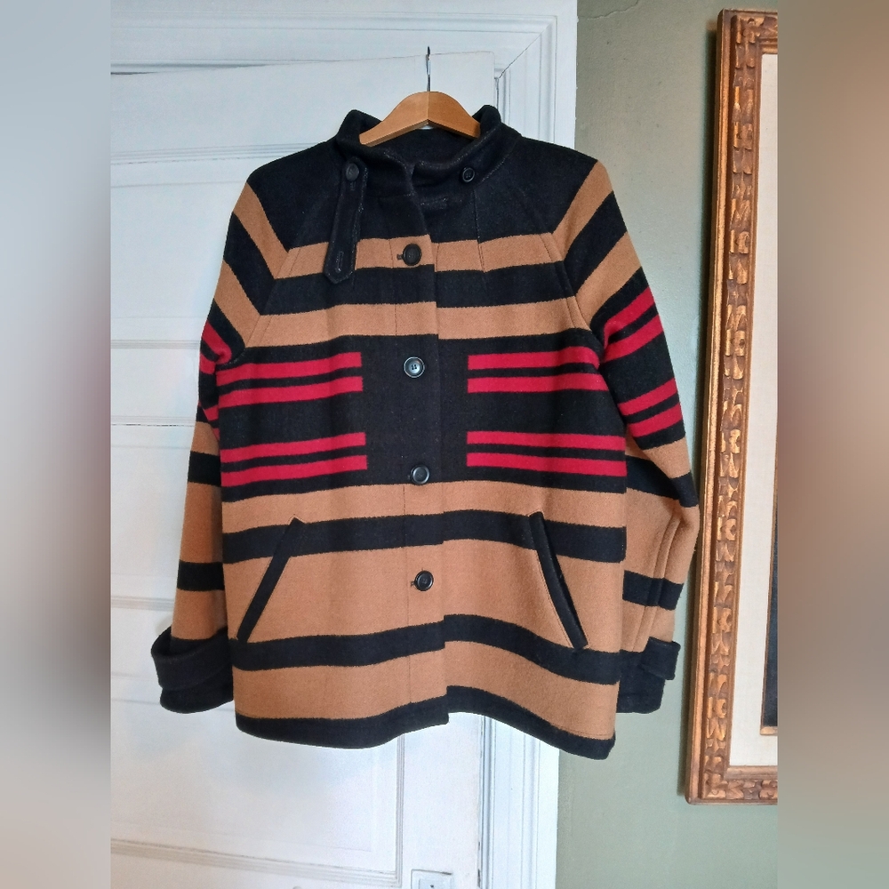 Pendleton Color Block, Striped Wool Blanket Jacket, Coat, Sz XL